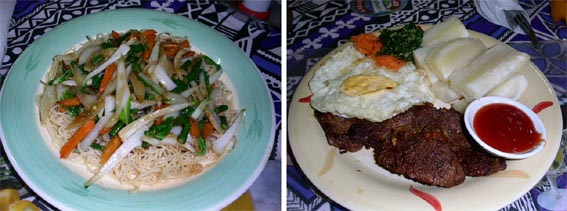 Vegetable chowmen��Steak and egg and dalo